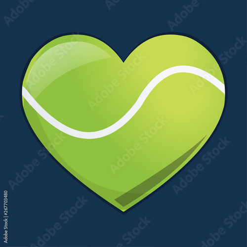 heart with tennis ball  for loving tennis sport concept vector symbol illustration