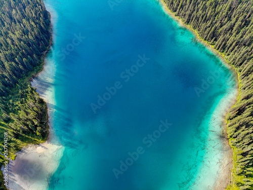 blue lake in a forest
