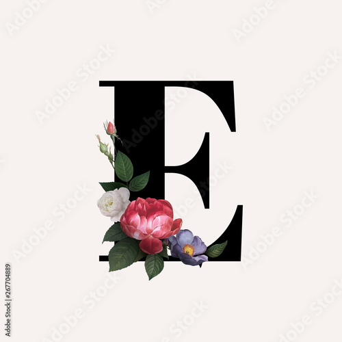 Floral letter E font