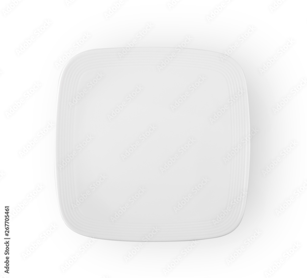 Ceramic white plate isolated top view on white background Ceramic white plate isolated top view on white background