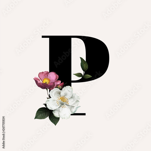 Floral letter P font