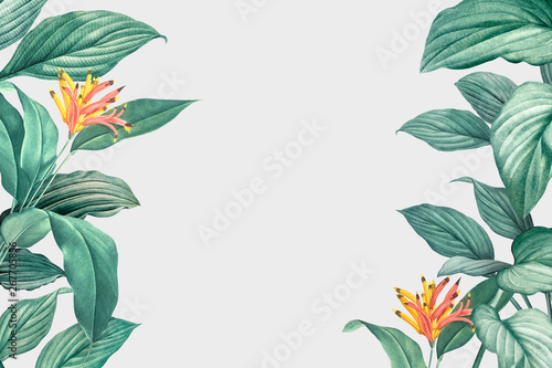 Tropical leaves frame