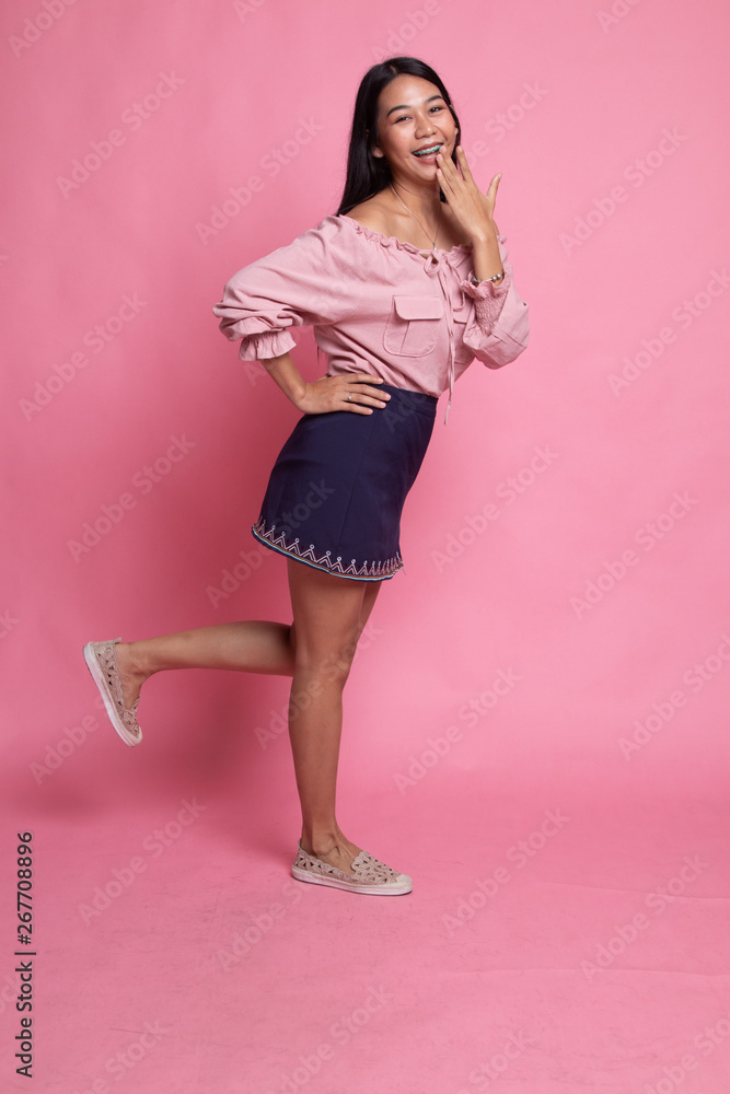 Full body of happy beautiful young asian woman. Full body of happy beautiful young asian woman.