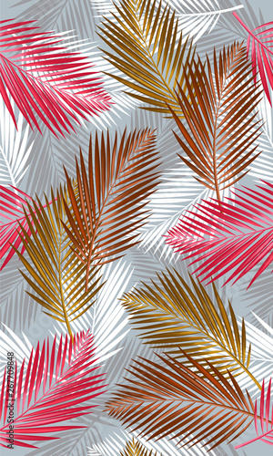 Seamless pattern with tropical palms leaves: jungle leaf seamless. Swimwear botanical design. Vector. - Vector
