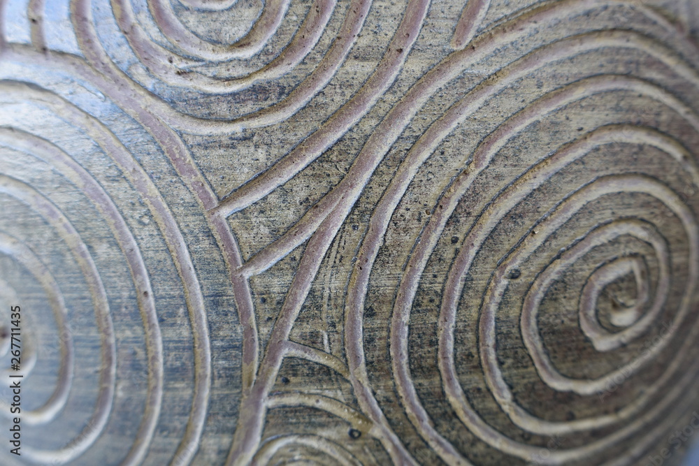 テクスチャ―　陶磁器に刻まれた渦巻の模様