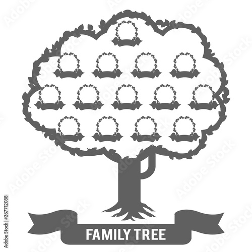 Silhouette genealogy family tree son daughter father mother grandfather grandmother parent photo picture frames design vector illustration