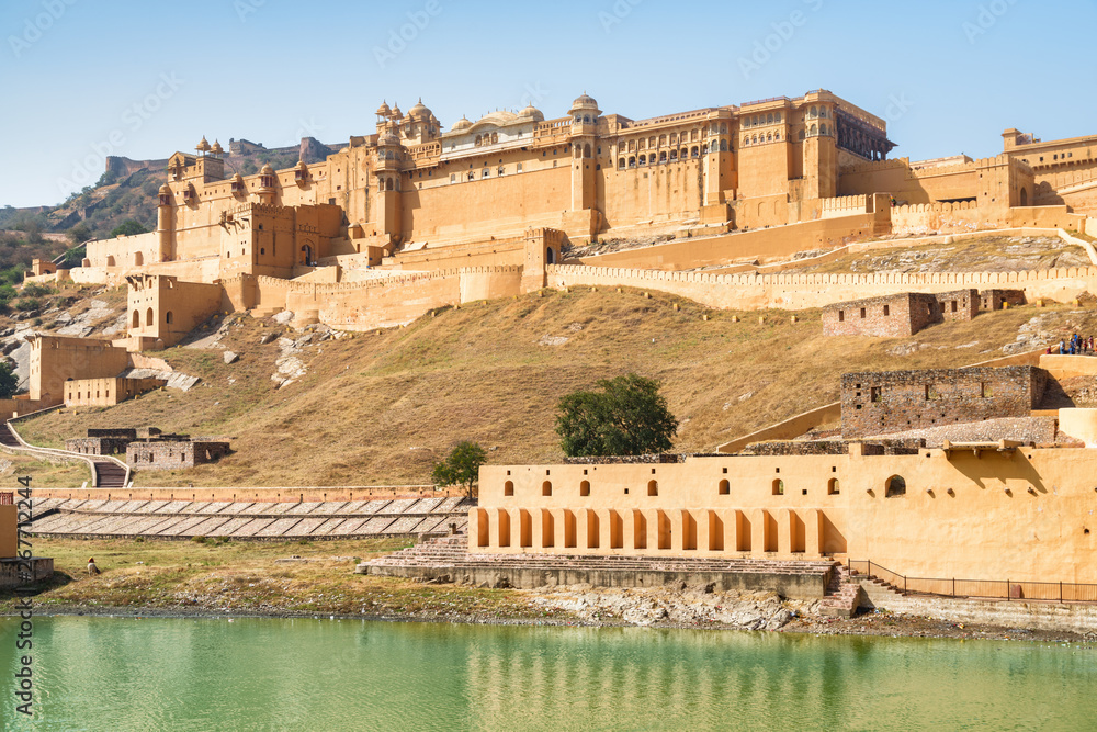 View of the Amer Fort and the Maota Lake. India