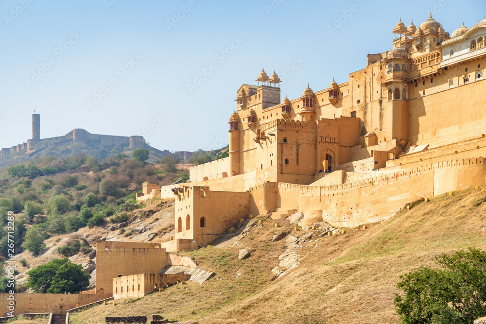 Wonderful view of the Amer Fort and Palace, Jaipur, India