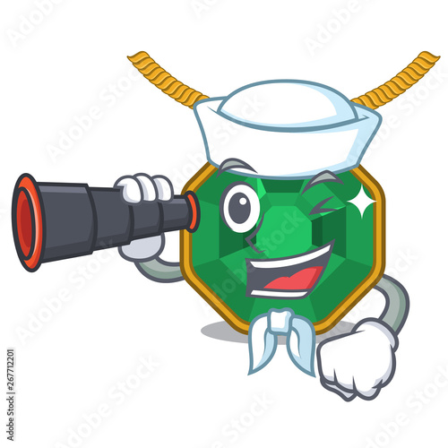 Sailor with binocular peridot jewelry in the shape character