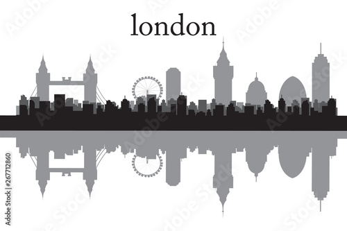 Photography london city skyline  silhouette. Vector illustration