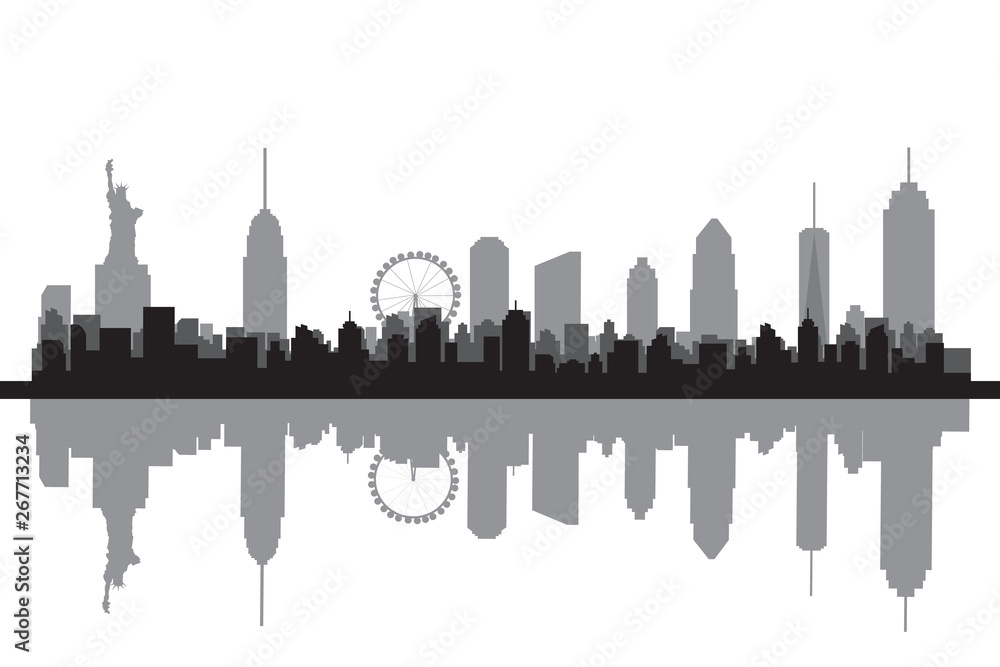 New York city skyline silhouette. Vector illustration