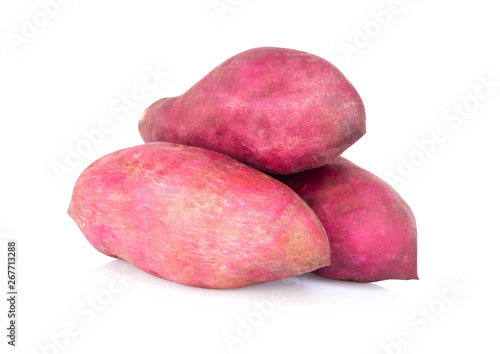 Raw sweet potato isolated on white background, healthy food concept
