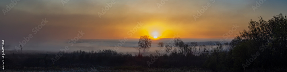 641-57 Sunrise Fog, Haehnle Sanctuary Pano