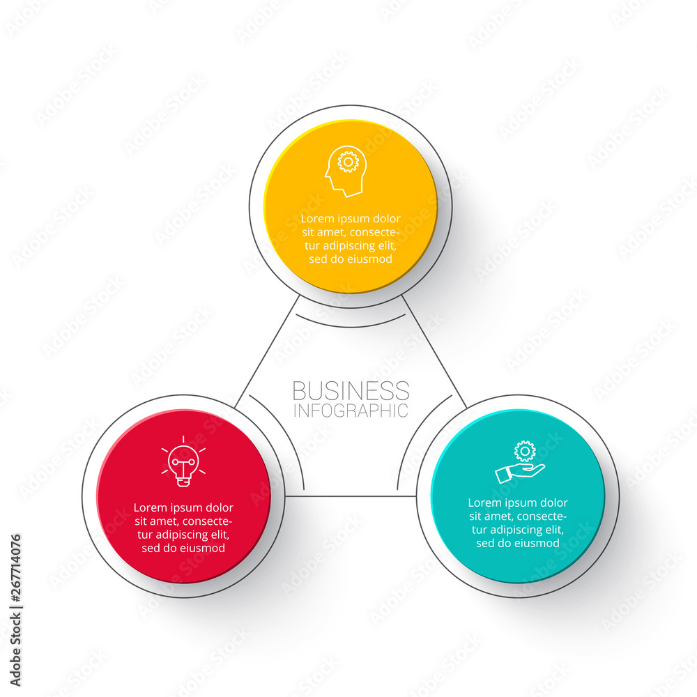 Abstract infographic with 3 circles. Template for illustration business step options. Abstract infographic with 3 circles. Template for illustration business step options.