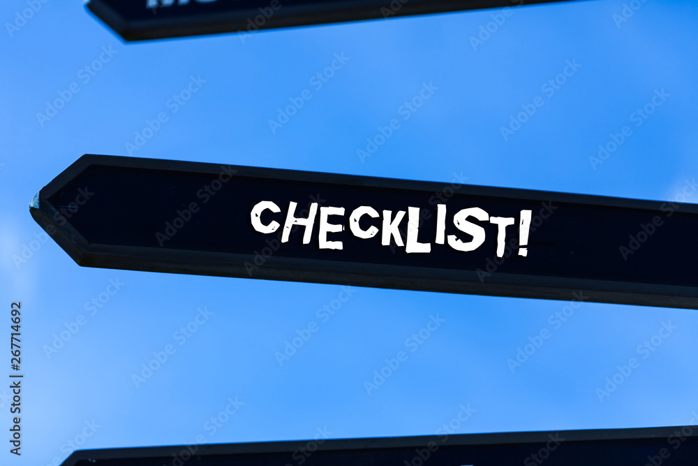 Fototapeta premium Text sign showing Checklist. Business photo text list items required things be done or points considered