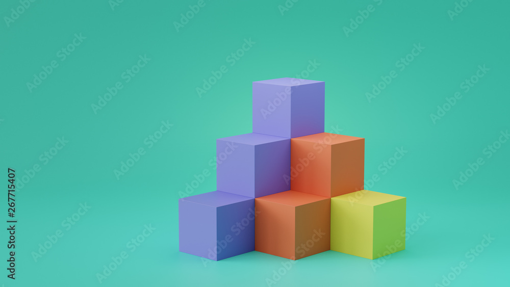 Obraz premium Empty cube boxes backdrop display on blank wall background. 3D rendering.