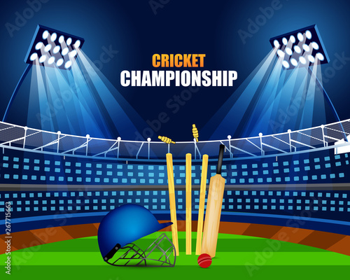 illustration of Cricket Cricket championship concept with showing match