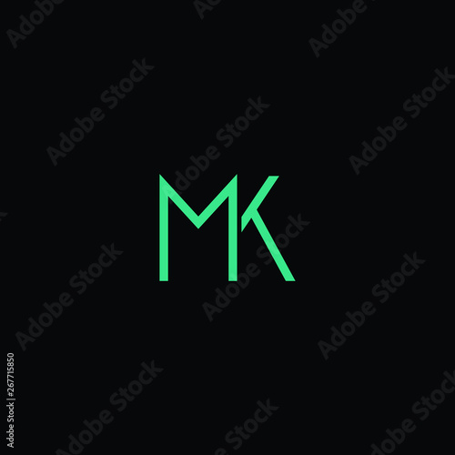 M and K initials letter icon vector