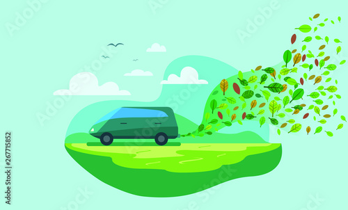  Vector illustration of Green energy car.