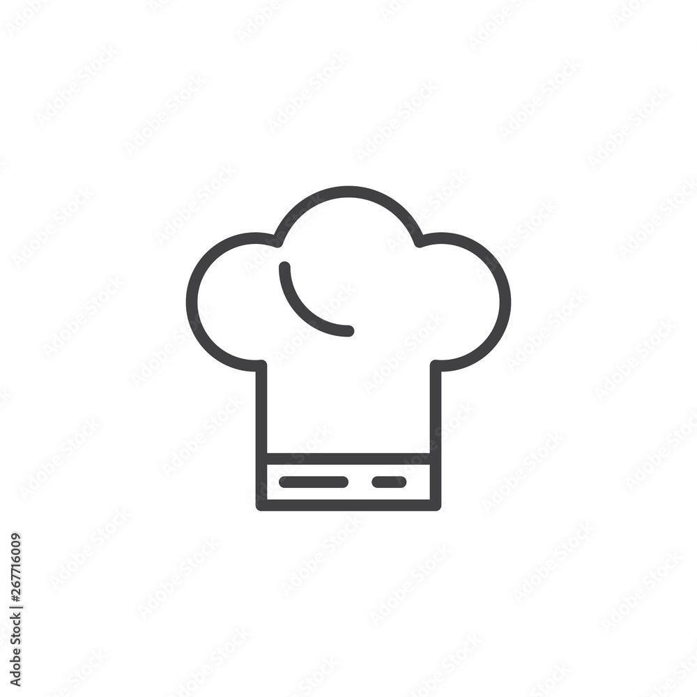 Chef hat line icon. linear style sign for mobile concept and web design. Cooker cap outline vector icon. Cuisine symbol, logo illustration. Pixel perfect vector graphics Chef hat line icon. linear style sign for mobile concept and web design. Cooker cap outline vector icon. Cuisine symbol, logo illustration. Pixel perfect vector graphics