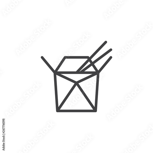 Take away asian food line icon. linear style sign for mobile concept and web design. Take out box food outline vector icon. Symbol, logo illustration. Pixel perfect vector graphics