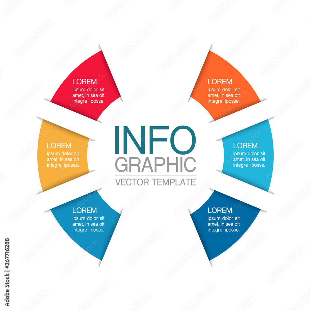 Vector iInfographic template for business, presentations, web design, 6 options. Vector iInfographic template for business, presentations, web design, 6 options.