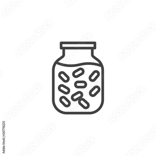 Pickled food jar line icon. linear style sign for mobile concept and web design. Marinated food jar outline vector icon. Symbol, logo illustration. Pixel perfect vector graphics
