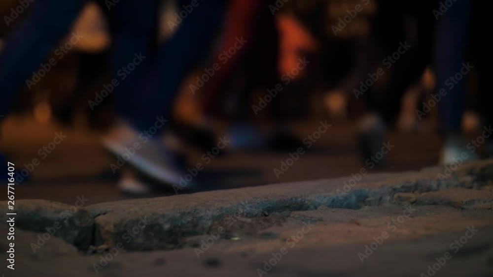 Closeup view of human feet people walking on crowded street in slow motion  Stock ビデオ | Adobe Stock