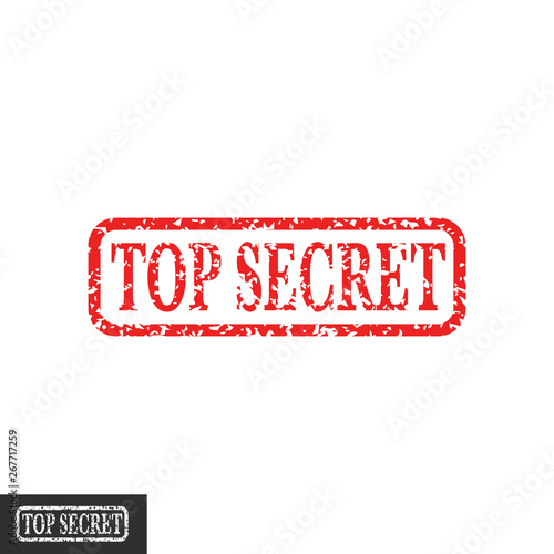 Top secret stamp vector symbol, grungy retro design of confidential seal sign isolated clipart