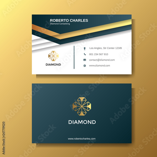 Creative luxury business card with gold background template