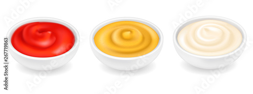 Sauces in bowls set