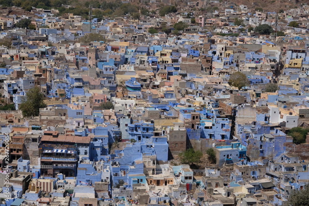 la ville bleue de jodhpur au rajasthan, inde
