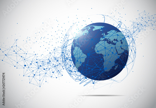 Global network connection. World map point and line composition concept of global business. Vector Illustration