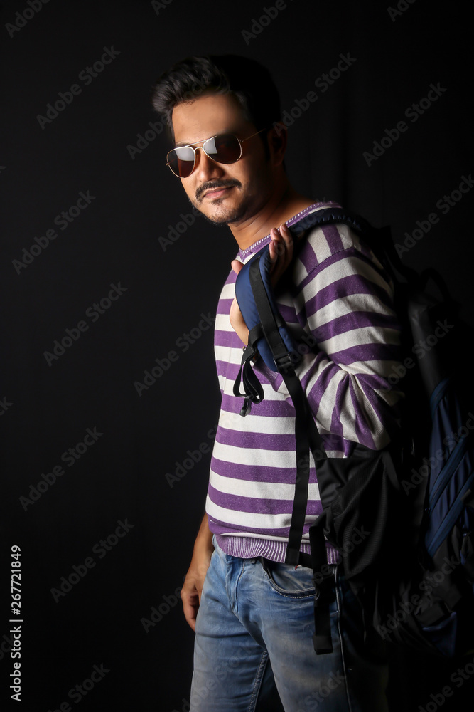Indian collage student with bag Indian collage student with bag