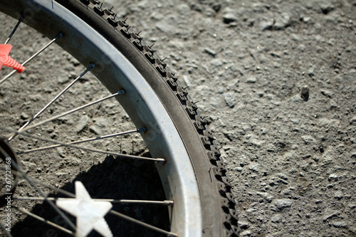 wheel sports bike,lying on the road