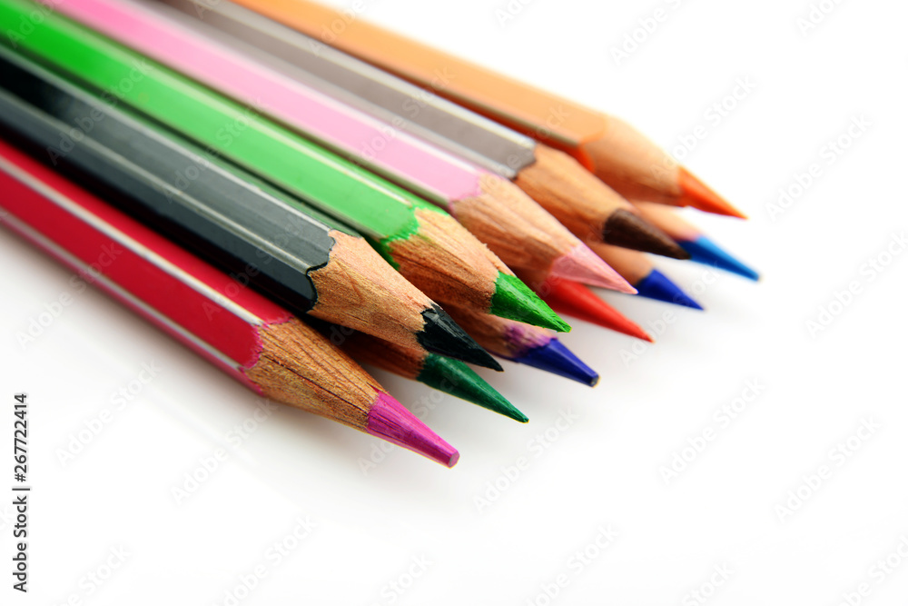 color pencils isolated on white background