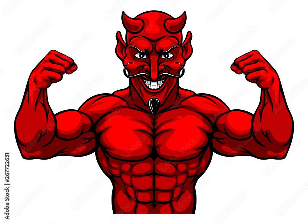 A devil Satan or Lucifer strong sports mascot cartoon character Stock  Vector | Adobe Stock