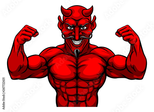 A devil Satan or Lucifer strong sports mascot cartoon character