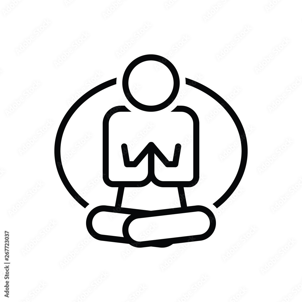Black line icon for meditation yoga Black line icon for meditation yoga