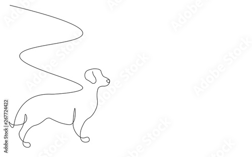 Dog silhouette line drawing vector illustration