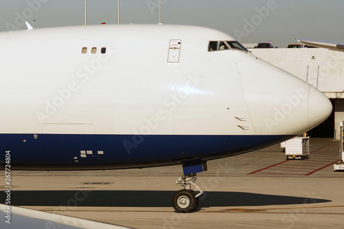 Modern cargo airplane close-up