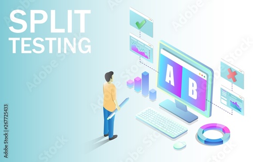 Split testing vector concept for for web banner, website page