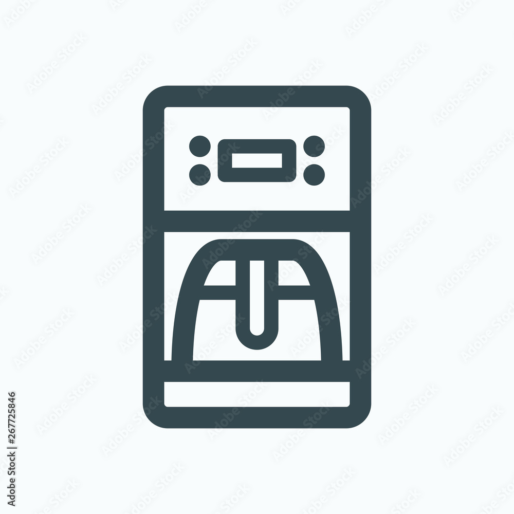 Coffee maker isolated icon, drip coffee maker outline vector icon Coffee maker isolated icon, drip coffee maker outline vector icon