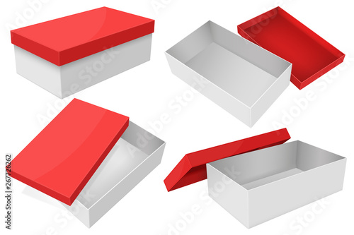 White box with red lid. Set of gift boxes