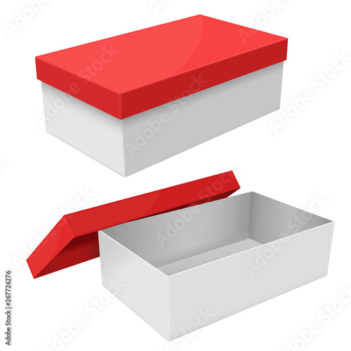 White box. Packaging with red lid