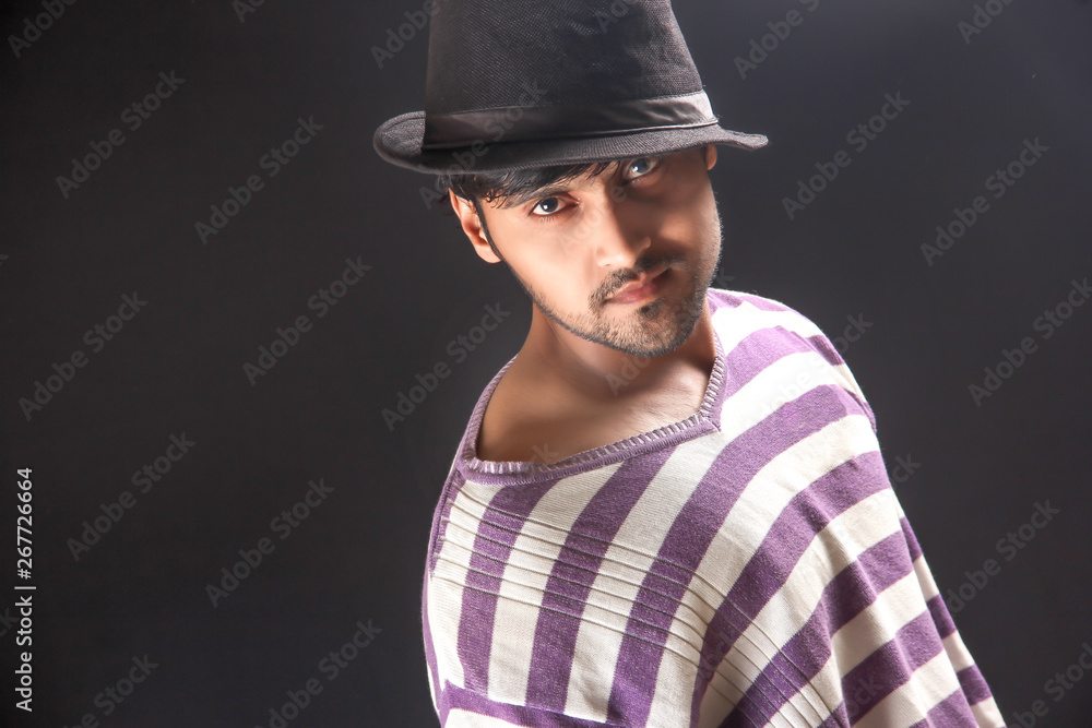 young indian man wear cap young indian man wear cap