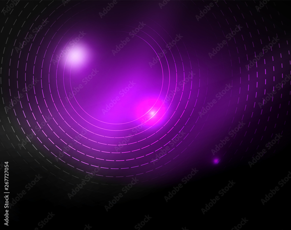 Fototapeta premium Dark space with neon color glowing lights abstract background