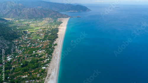 Aerial view of Cirali Beach and Olimpos in Antalya Turkey. Olympos City © yusufozluk