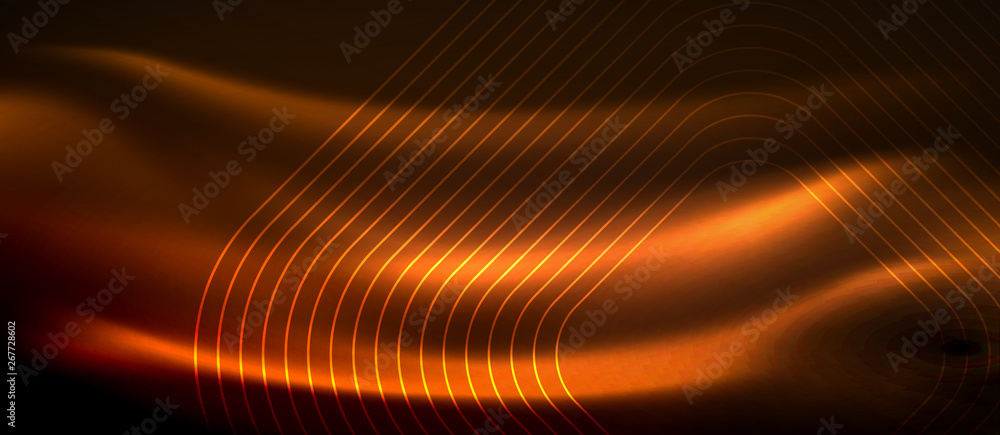 Neon square shapes lines on glowing light background Neon square shapes lines on glowing light background
