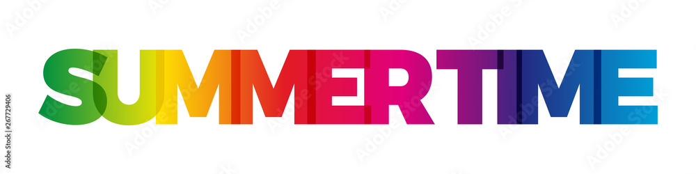 Fototapeta premium The word Summer time. Vector banner with the text colored rainbow.